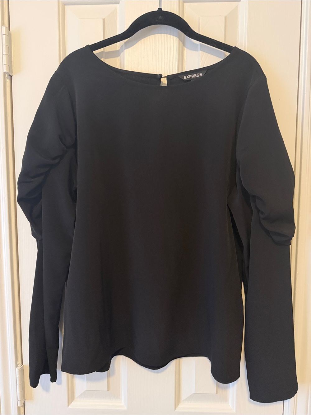 Express Black Long-Sleeve Boatneck Top